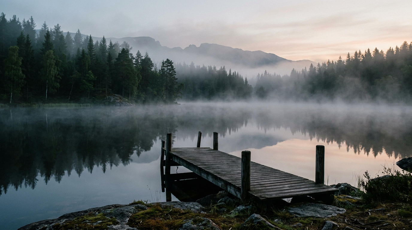 Yuzenya — Norwegian lake at dawn